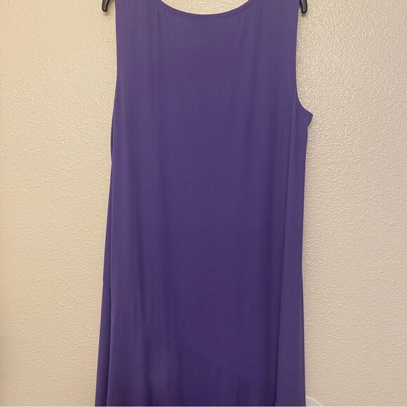 EILEEN FISHER 100% Silk Georgette maxi sleeveless Dress purple oversized S - Picture 4 of 14